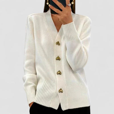Aurelia™ | Heart-Button V-Neck Cardigan