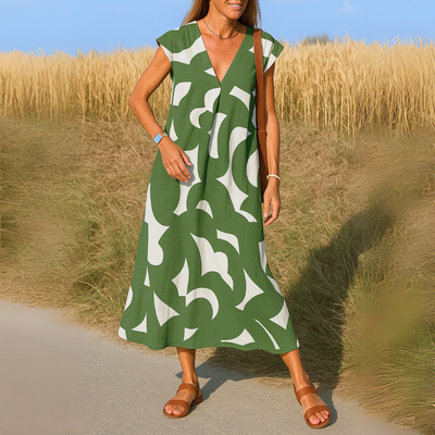 Julia™ | Long dress with V-neckline