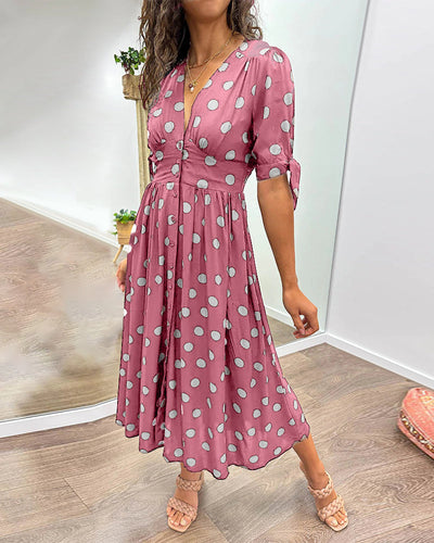 Elegant dress with polka dot print