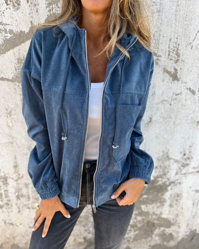 Emma™ | Luxurious Cotton Corduroy Zip Hoodie