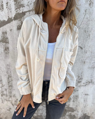 Emma™ | Luxurious Cotton Corduroy Zip Hoodie