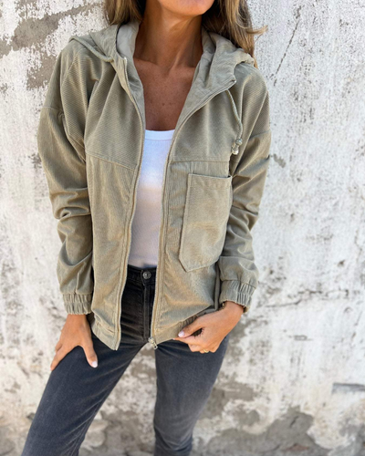 Emma™ | Luxurious Cotton Corduroy Zip Hoodie