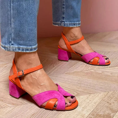 Ondira™ | Colour Block Sandals with Comfortable Heel