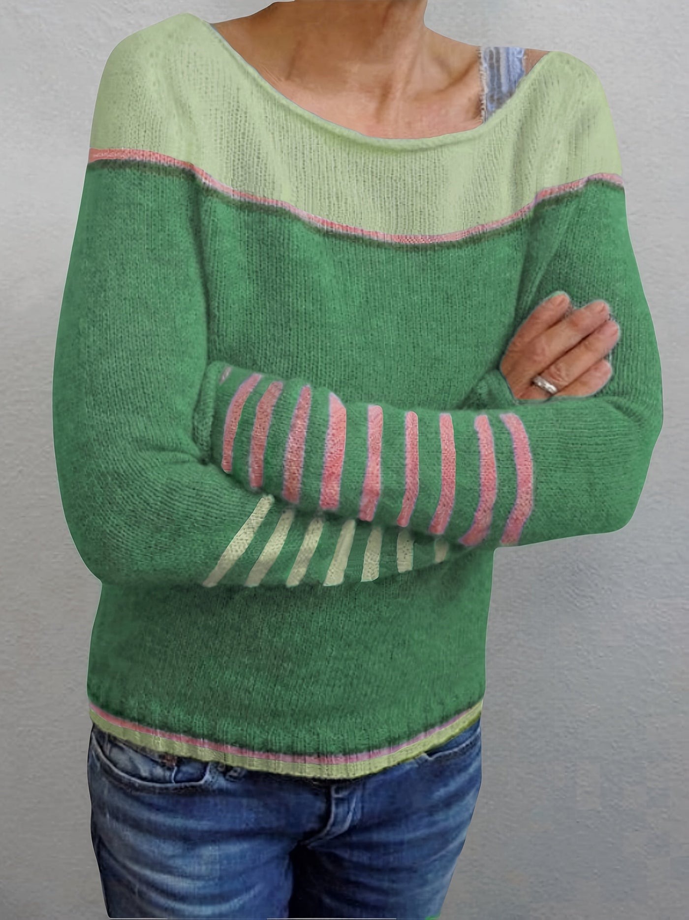Ysoria™ | Long Sleeve Striped Sweater