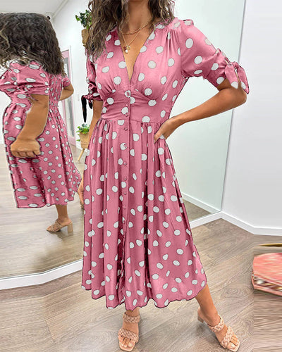 Elegant dress with polka dot print