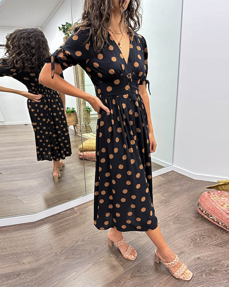 Elegant dress with polka dot print