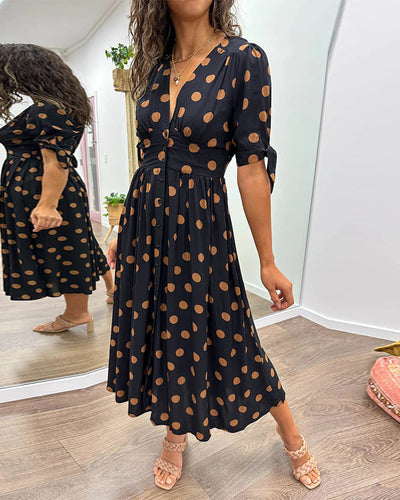 Elegant dress with polka dot print
