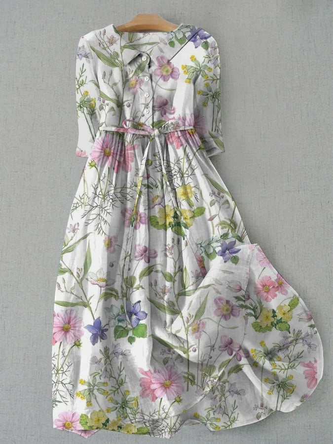 Sylfina™ | Ethereal A-Line Lace-Up Floral Dress