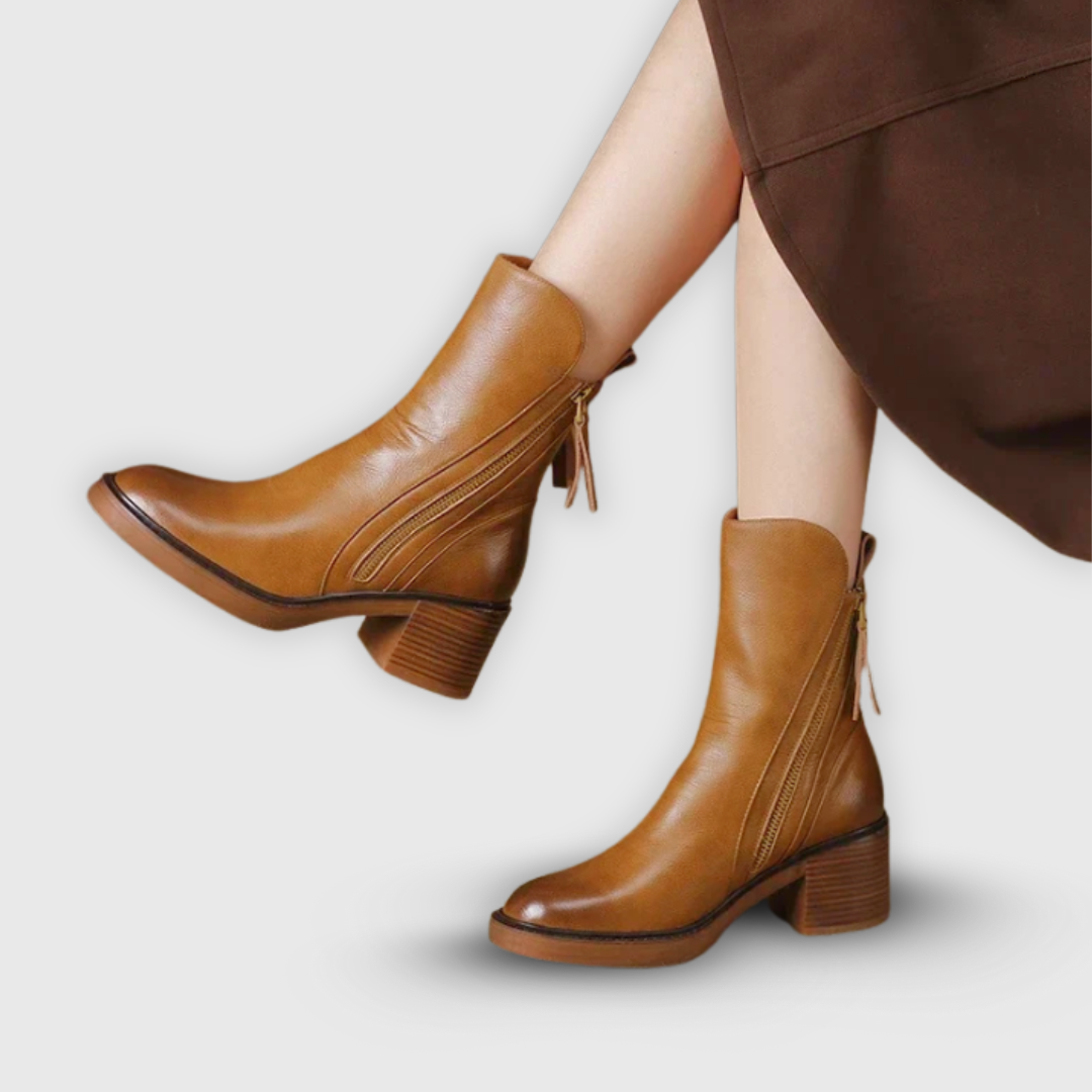 Marcy - Elegant Ankle Boots With Block Heels
