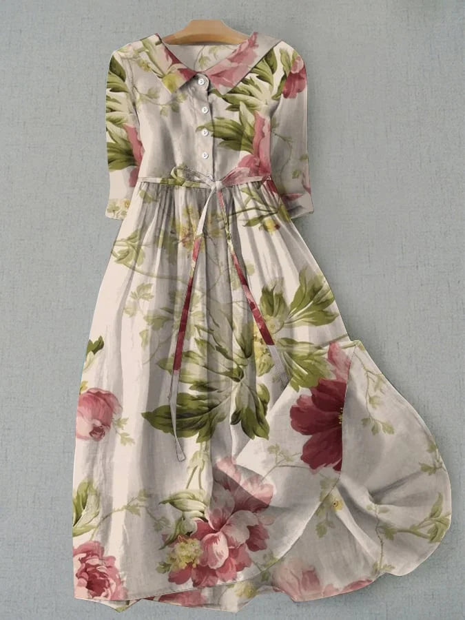 Elowen™ | Embellished Lace-Up A-Line Floral Dress