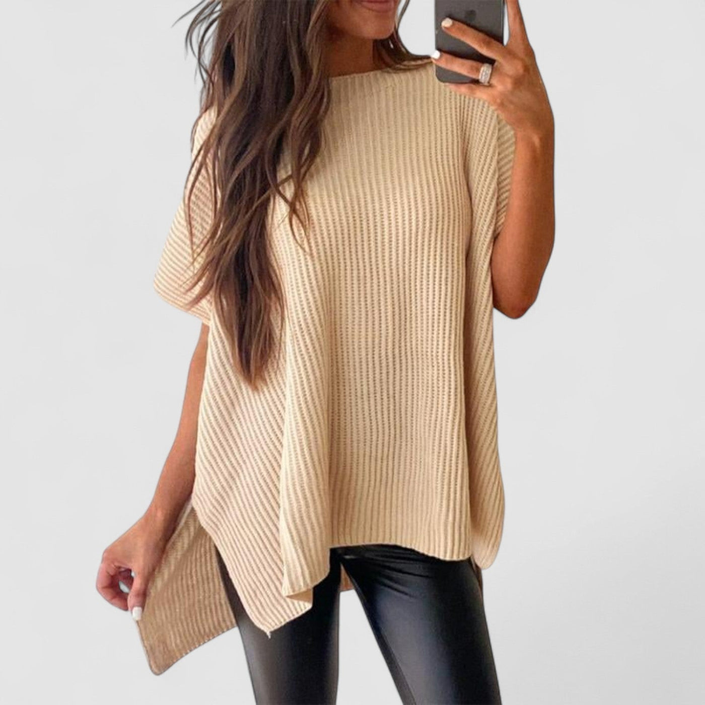 Sylvaine™ | Loose-Fit Crewneck Knit Pullover Top