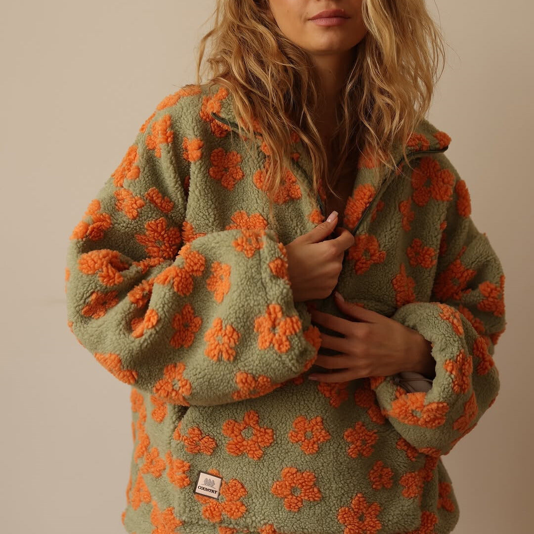 Sofia - Long-sleeved fleece jumper with floral print