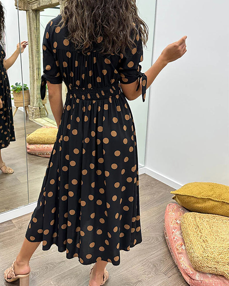 Elegant dress with polka dot print
