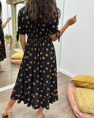 Elegant dress with polka dot print
