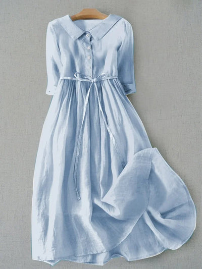 Elysira™ | Graceful Half Sleeve Lace-Up Waist Dress