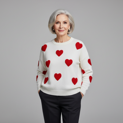 MILU | Cotton Blend Sweater with Hearts