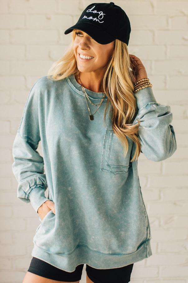 Elara™ | Cozy French Terry Acid Wash Pullover