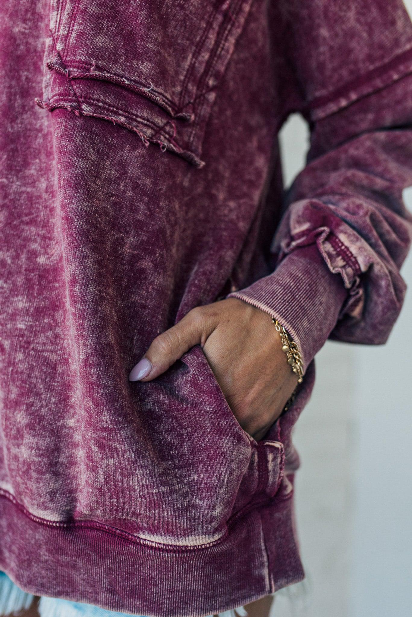 Elara™ | Cozy French Terry Acid Wash Pullover