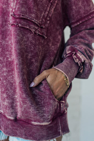 Elara™ | Cozy French Terry Acid Wash Pullover
