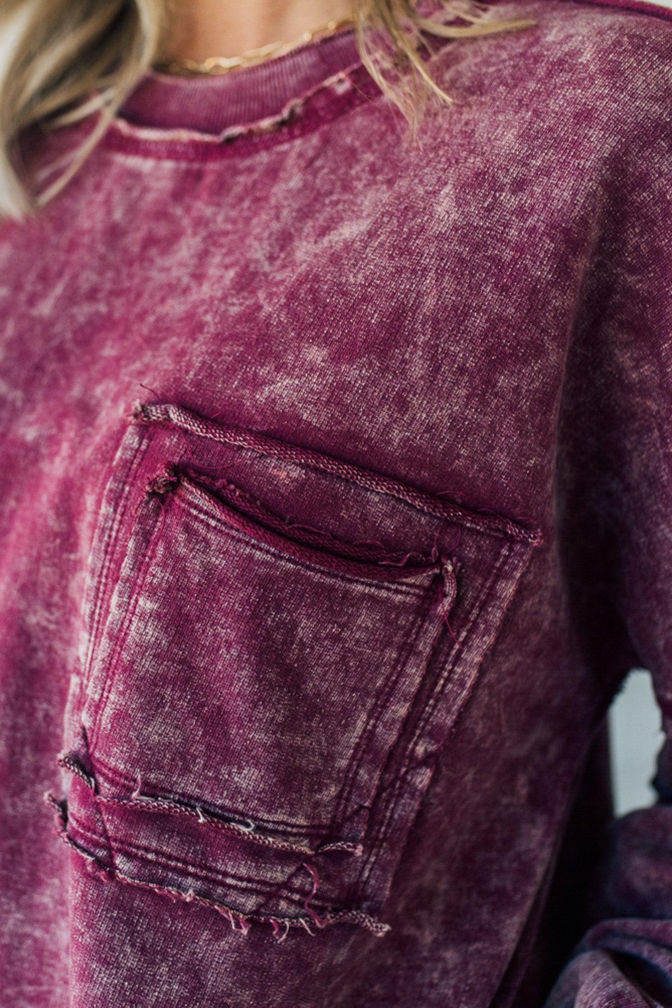 Elara™ | Cozy French Terry Acid Wash Pullover