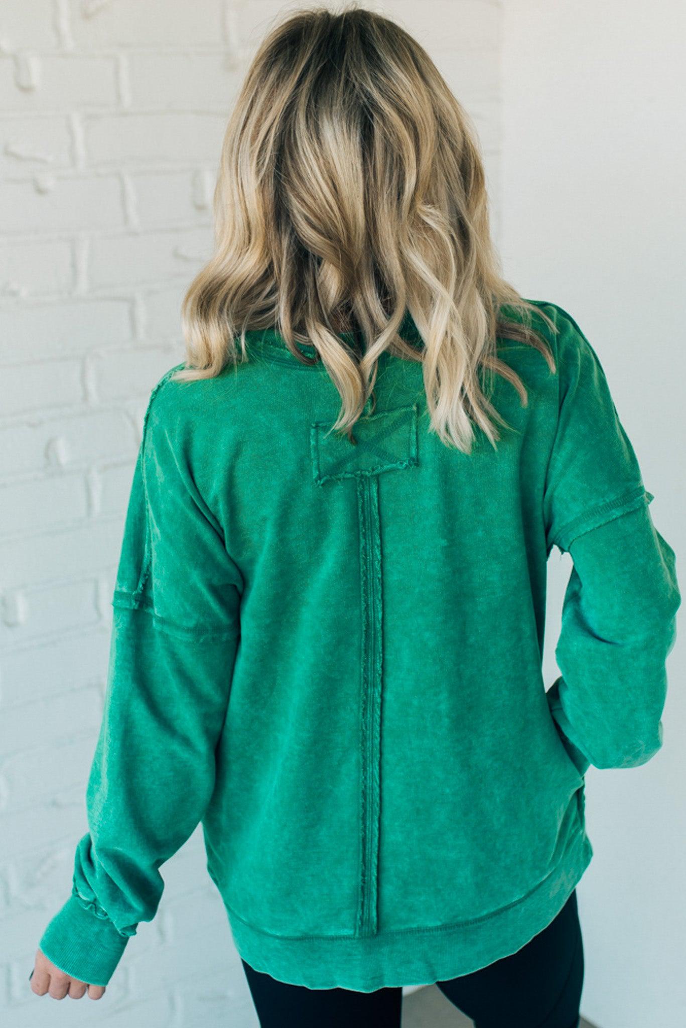 Elara™ | Cozy French Terry Acid Wash Pullover