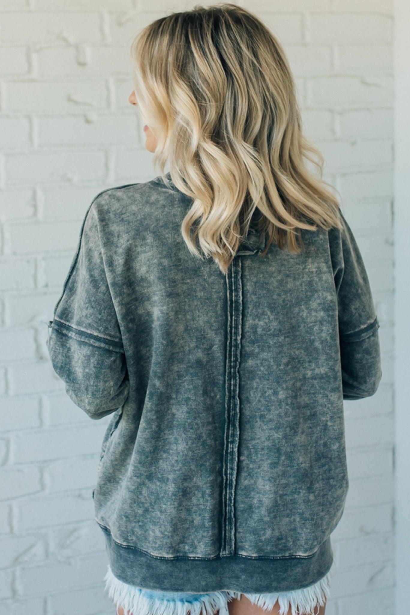 Elara™ | Cozy French Terry Acid Wash Pullover