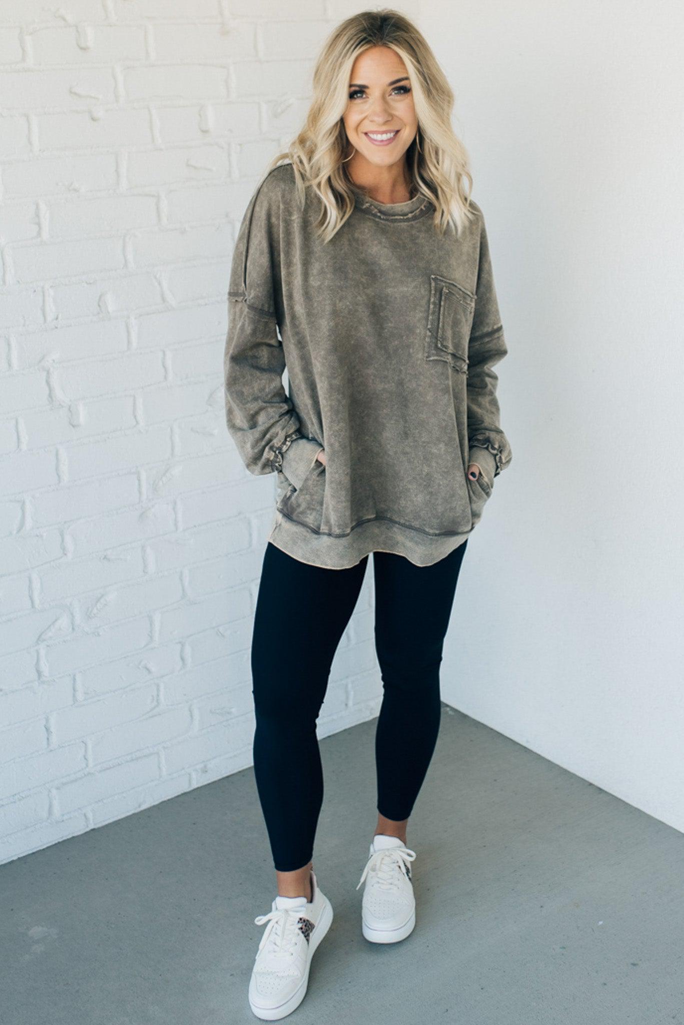 Elara™ | Cozy French Terry Acid Wash Pullover