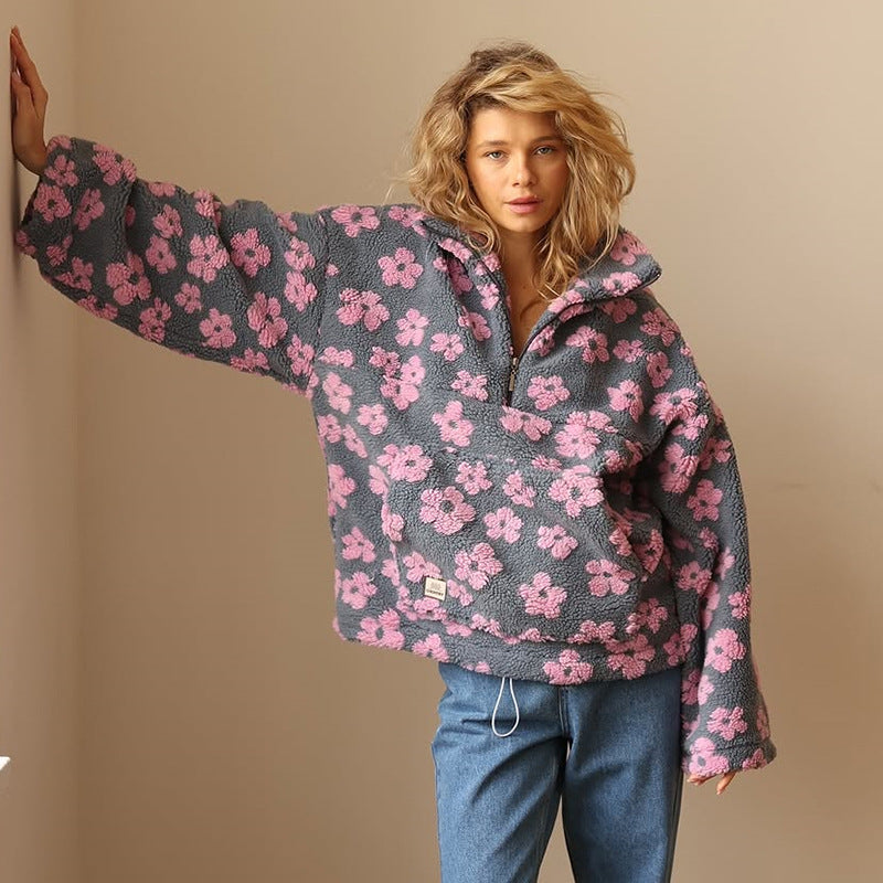 Sofia - Long-sleeved fleece jumper with floral print