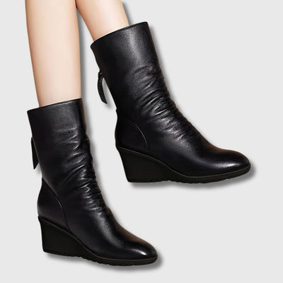 Amalia – Women's Mid-Calf Comfort Wedge Heel Boots | Limited Edition