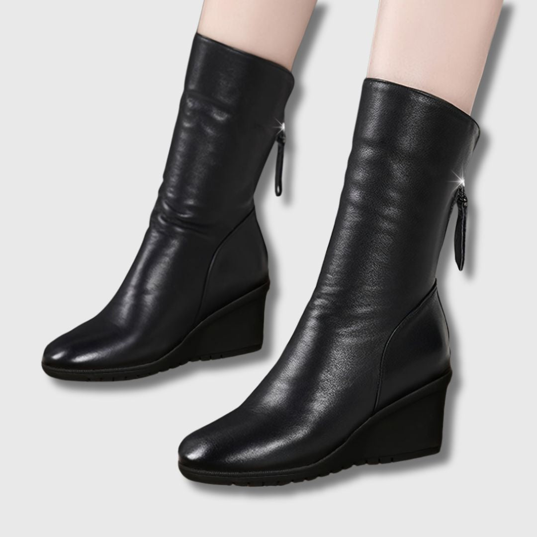 Amalia – Women's Mid-Calf Comfort Wedge Heel Boots | Limited Edition