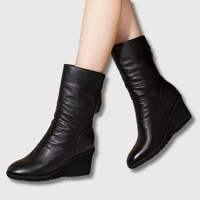 Amalia – Women's Mid-Calf Comfort Wedge Heel Boots | Limited Edition