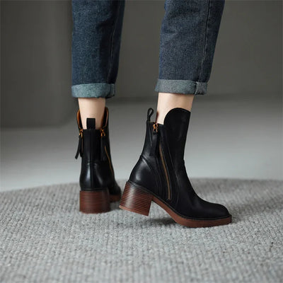 Marcy - Elegant Ankle Boots With Block Heels