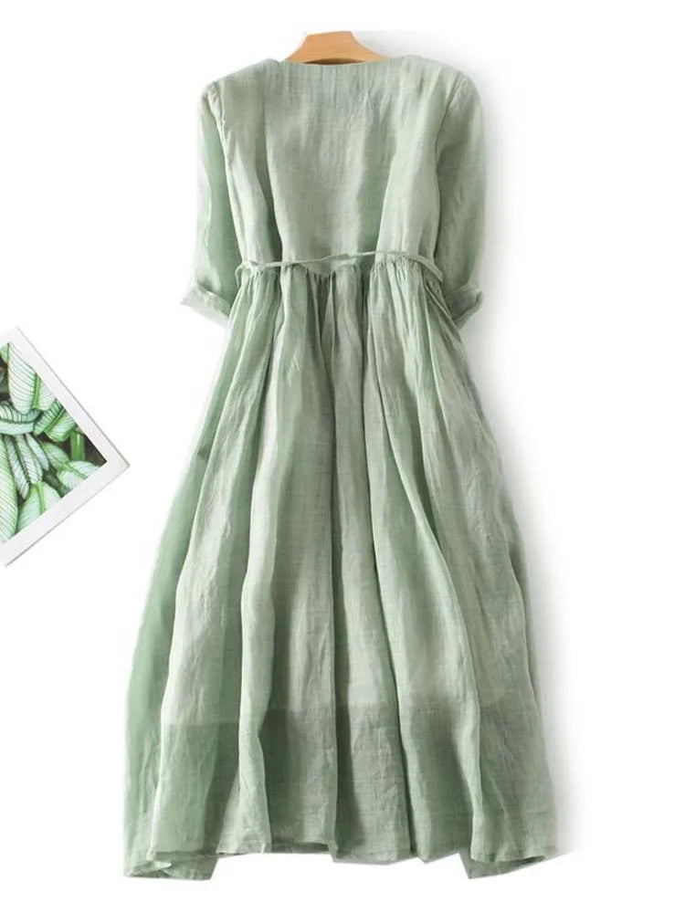 Elyssera™ | Vintage-Inspired Lace-Up A-Line Dress