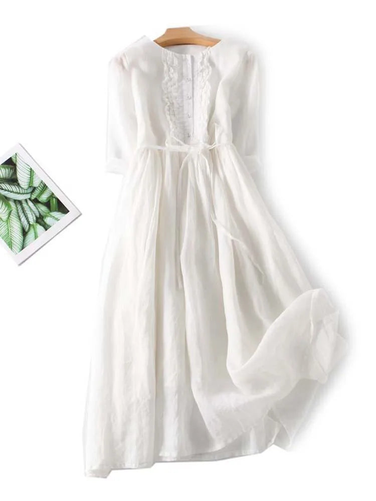 Elyssera™ | Vintage-Inspired Lace-Up A-Line Dress