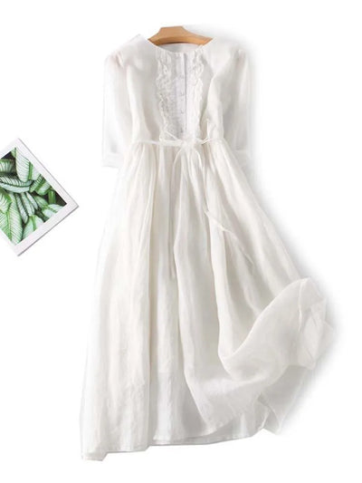Elyssera™ | Vintage-Inspired Lace-Up A-Line Dress