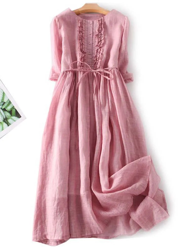 Elyssera™ | Vintage-Inspired Lace-Up A-Line Dress