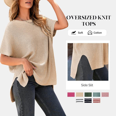 Sylvaine™ | Loose-Fit Crewneck Knit Pullover Top