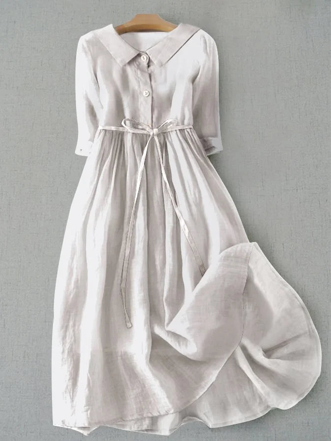 Elysira™ | Graceful Half Sleeve Lace-Up Waist Dress