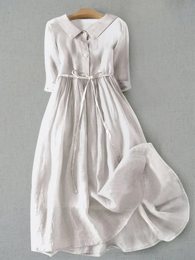 Elysira™ | Graceful Half Sleeve Lace-Up Waist Dress