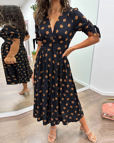 Elegant dress with polka dot print