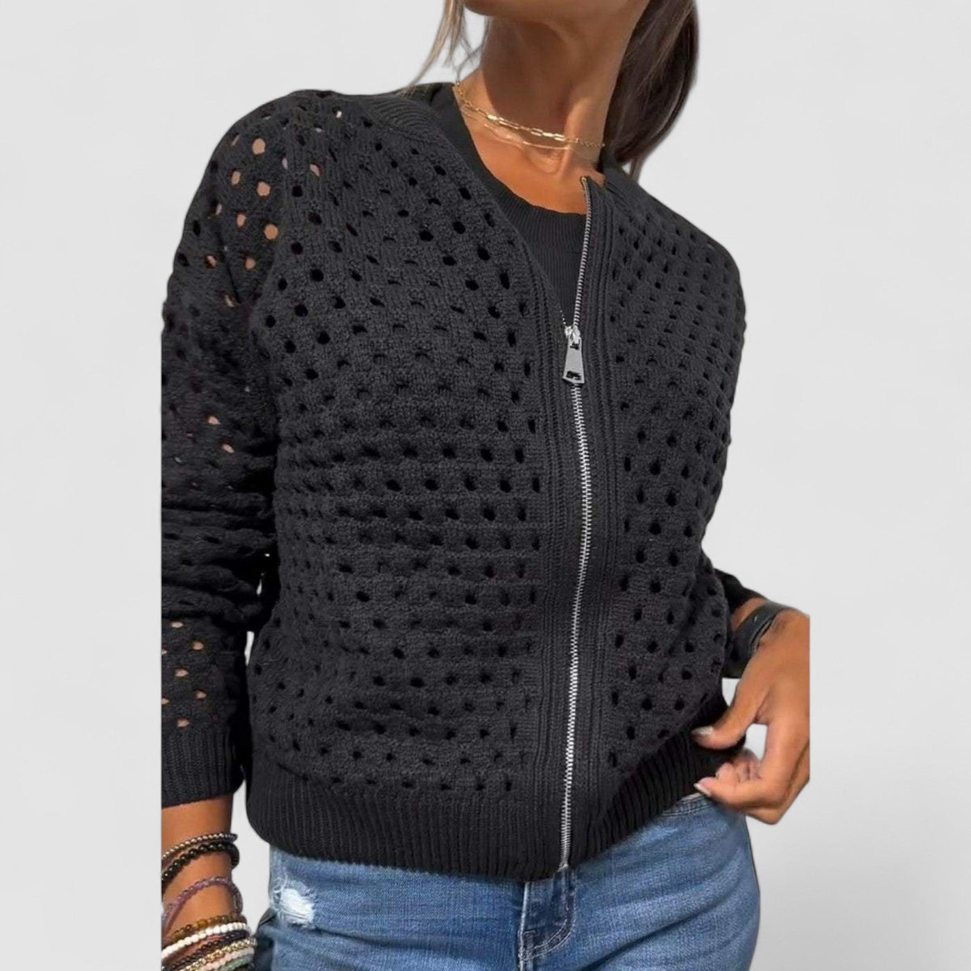 Elayne™ | Stylish Knit Zipper Jacket
