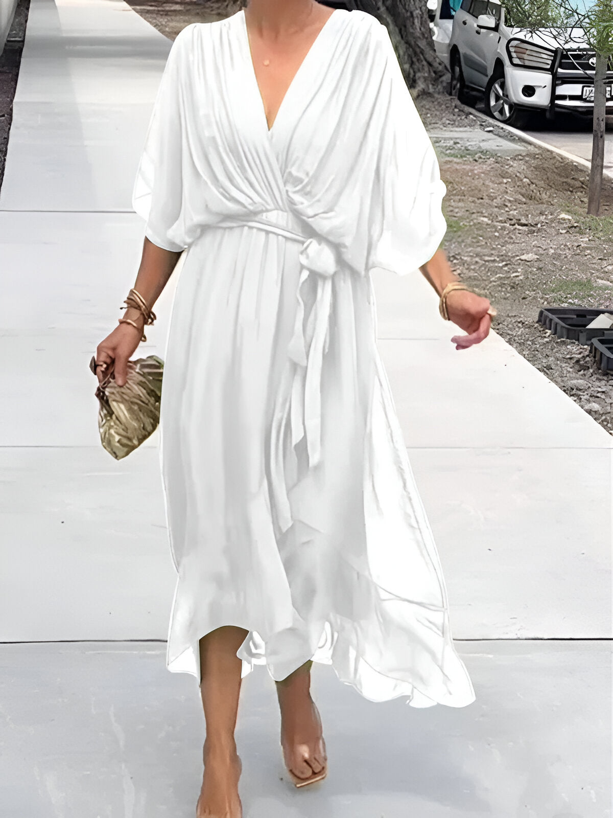 Sarah™ | Chiffon dress with V-neck