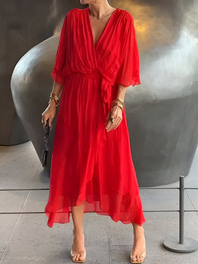 Sarah™ | Chiffon dress with V-neck