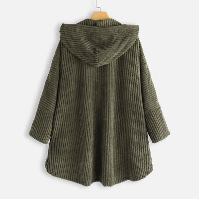 Anna | Hooded Ribbed Coat